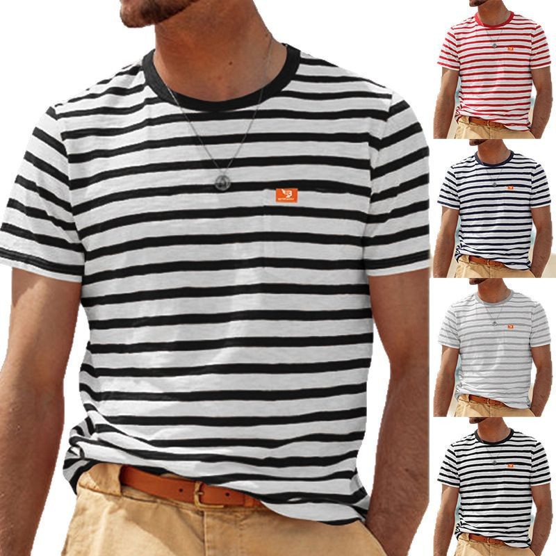 Men's Striped Crew Neck T-Shirt - Summer Casual Business NDF-00022