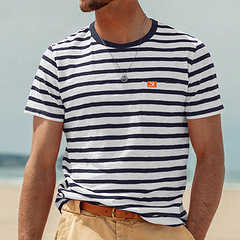 Men's Striped Crew Neck T-Shirt - Summer Casual Business NDF-00022