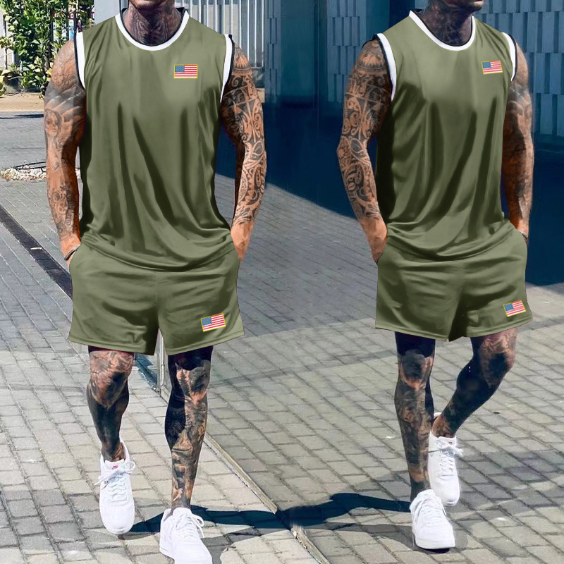 Completo estivo da uomo con pantaloncini senza maniche - Traspirante e vestibilità ampia NDF-00065