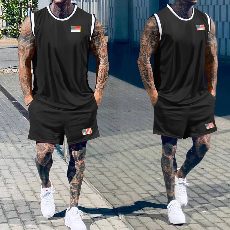 Completo estivo da uomo con pantaloncini senza maniche - Traspirante e vestibilità ampia NDF-00065