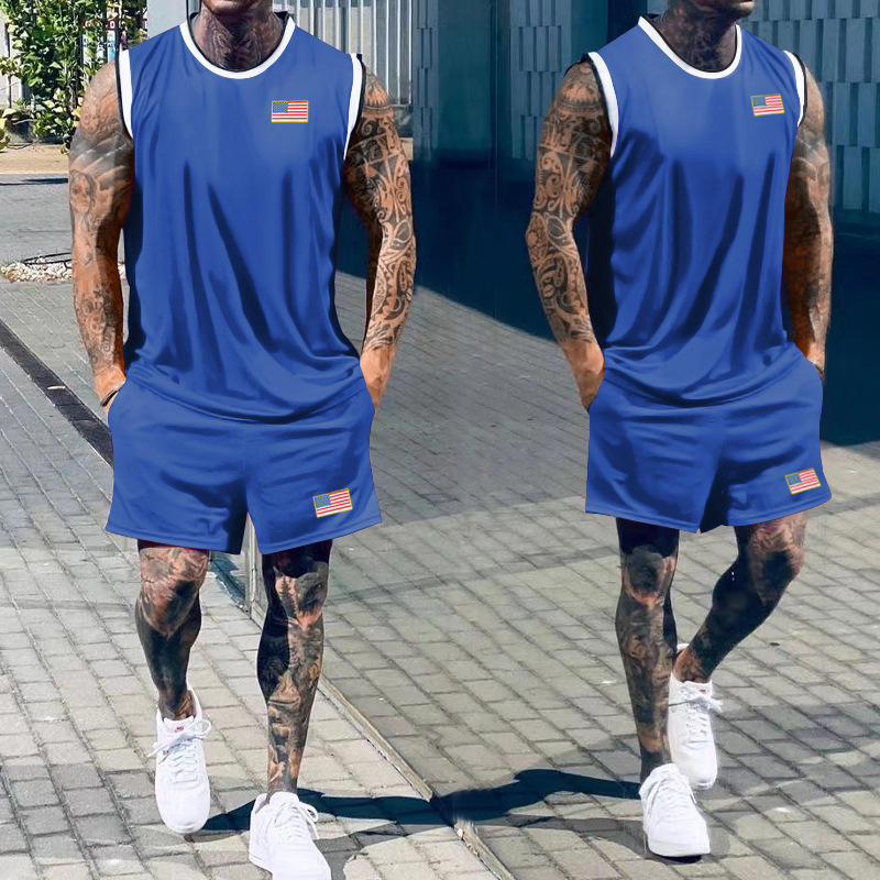 Completo estivo da uomo con pantaloncini senza maniche - Traspirante e vestibilità ampia NDF-00065