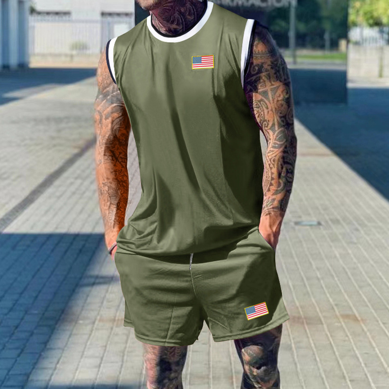 Completo estivo da uomo con pantaloncini senza maniche - Traspirante e vestibilità ampia NDF-00065