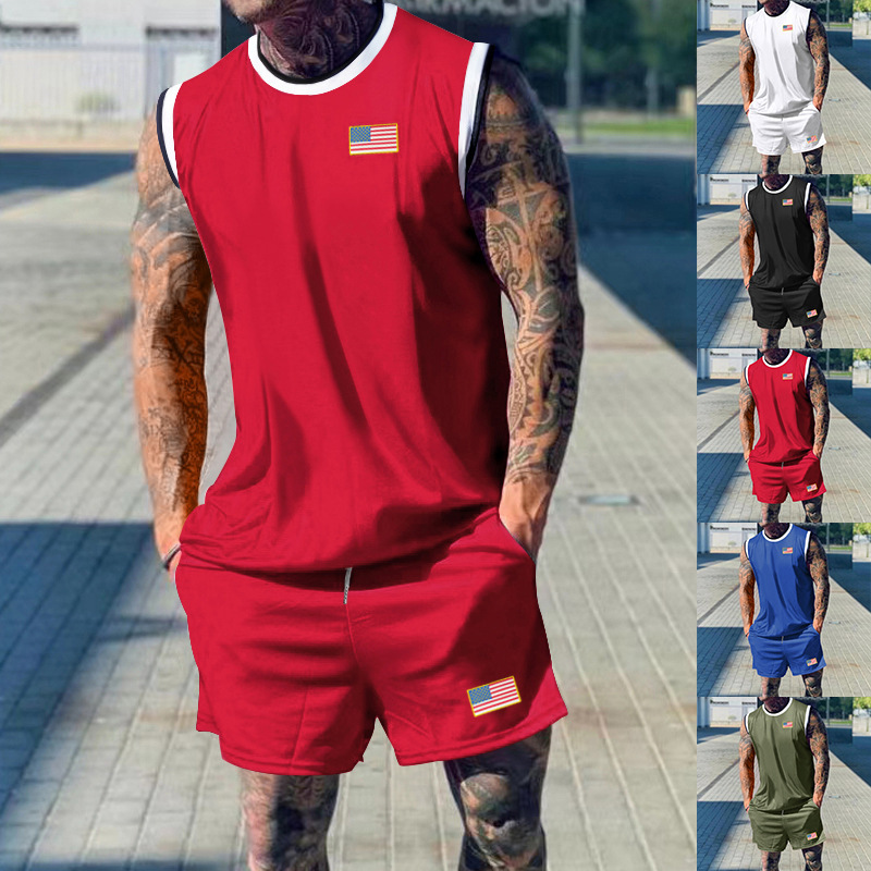 Completo estivo da uomo con pantaloncini senza maniche - Traspirante e vestibilità ampia NDF-00065