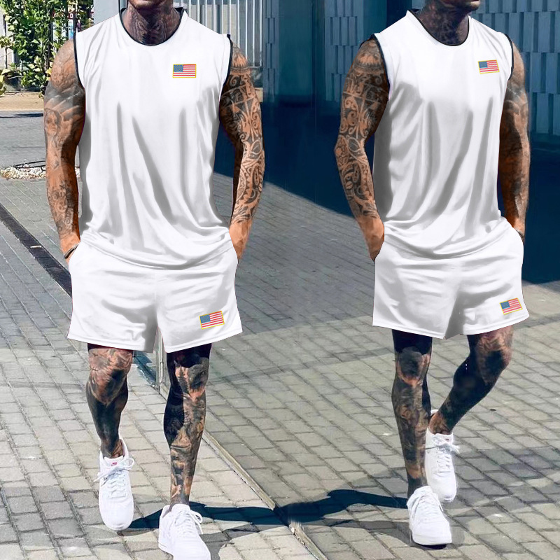 Completo estivo da uomo con pantaloncini senza maniche - Traspirante e vestibilità ampia NDF-00065