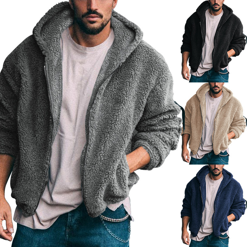 Fleece Reversible Jacket Men's Hooded Zip Up Casual Versatile NDF-00021