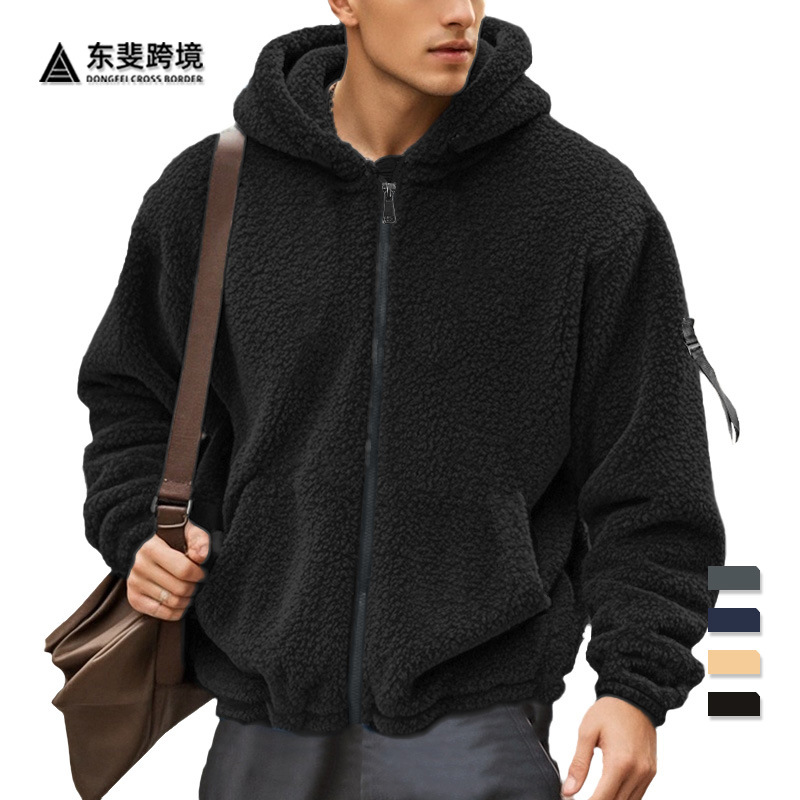 Fleece Reversible Jacket Men's Hooded Zip Up Casual Versatile NDF-00021