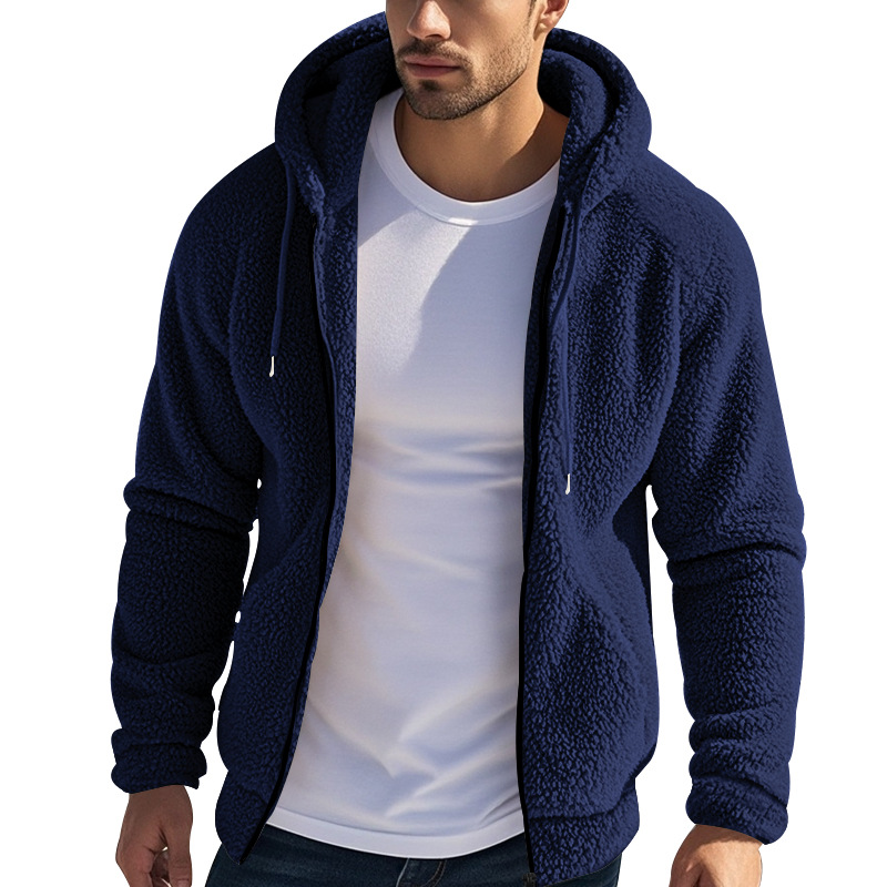 Fleece Reversible Jacket Men's Hooded Zip Up Casual Versatile NDF-00021