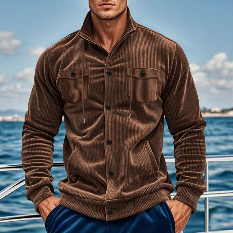 Corduroy Collar Jacket Men's Vintage Multi-Pocket Workwear NDF-00023