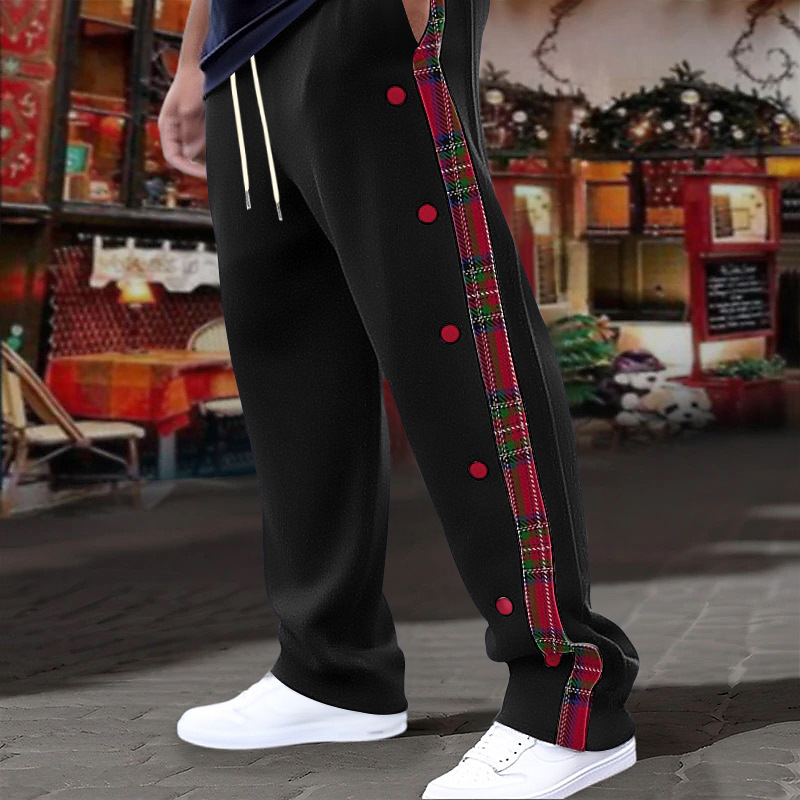 Men's Plaid Straight Leg Outdoor Casual Pants NDF-00028