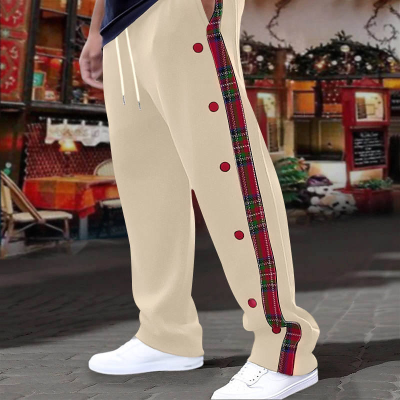 Men's Plaid Straight Leg Outdoor Casual Pants NDF-00028