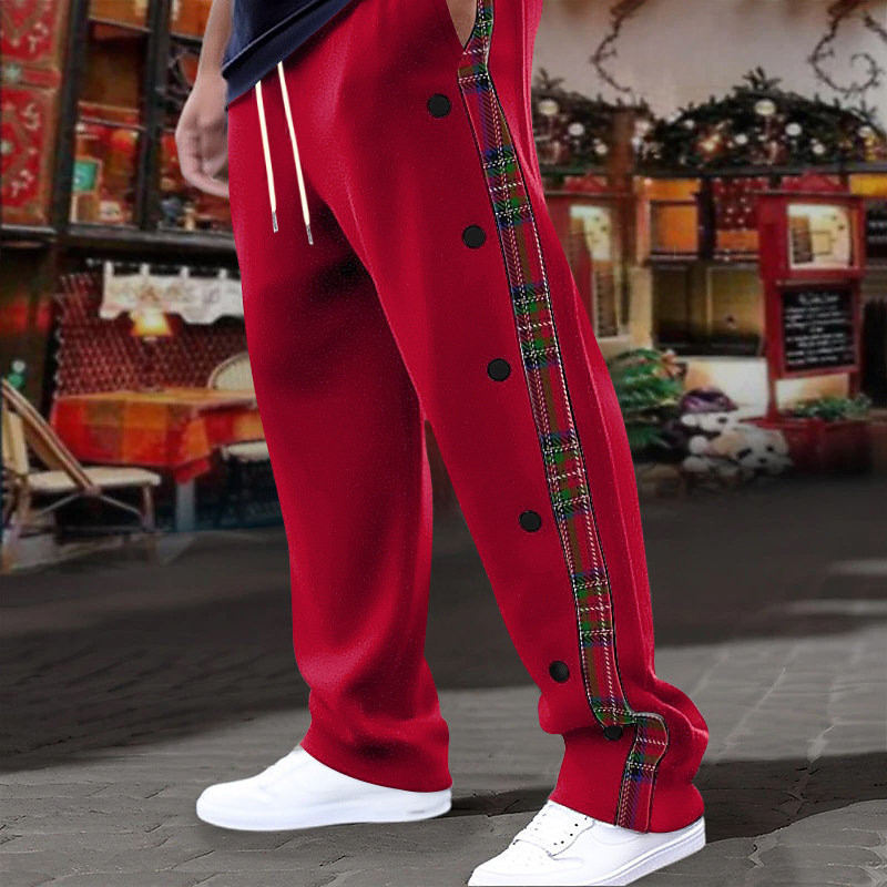 Men's Plaid Straight Leg Outdoor Casual Pants NDF-00028