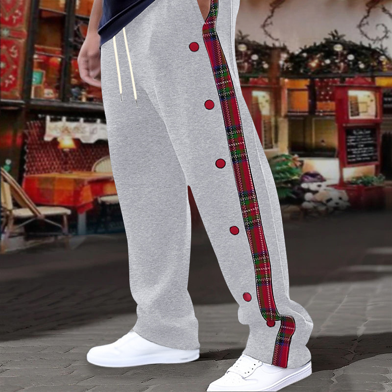 Men's Plaid Straight Leg Outdoor Casual Pants NDF-00028