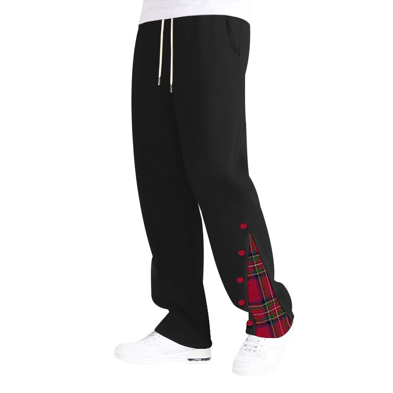 Men's Heavyweight Fleece Sweatpants Patchwork Casual Athletic Pants NDF-00029
