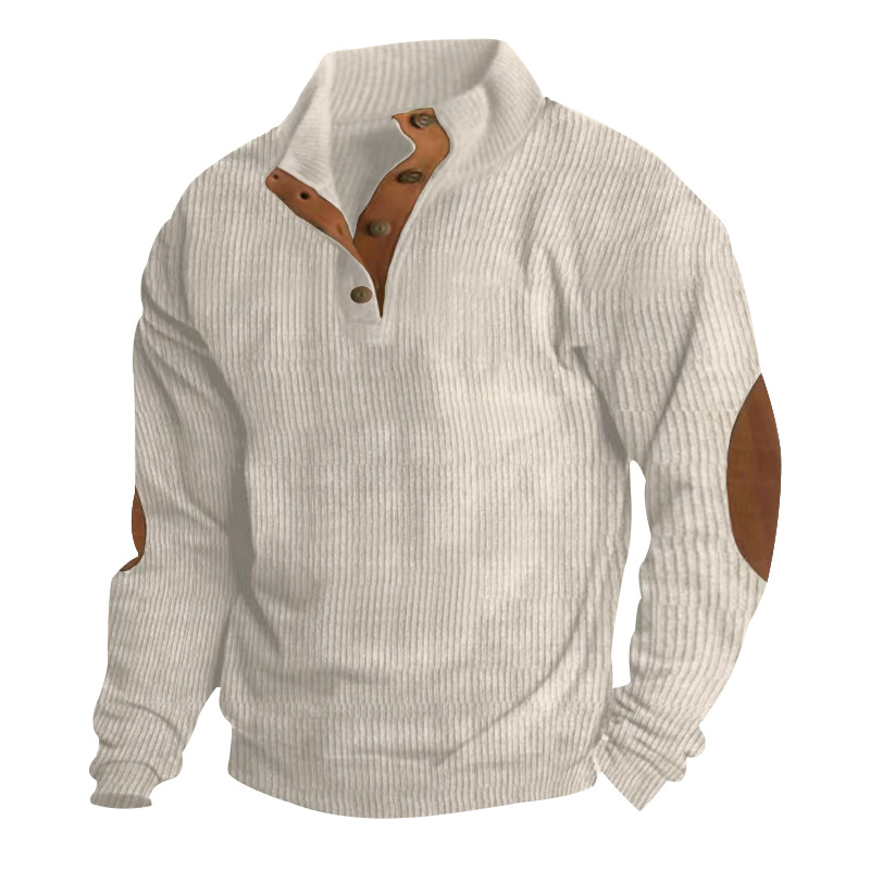 Corduroy Knit Pullover Sweatshirt for Men - Long Sleeve Outdoor Casual NDF-00039