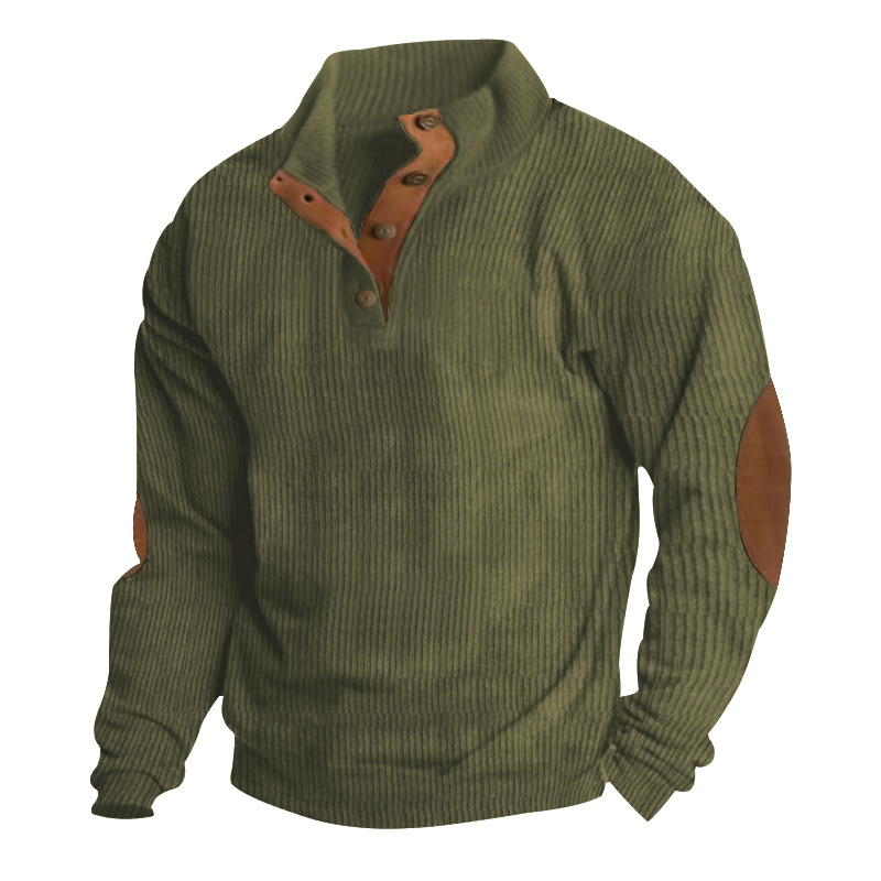 Corduroy Knit Pullover Sweatshirt for Men - Long Sleeve Outdoor Casual NDF-00039