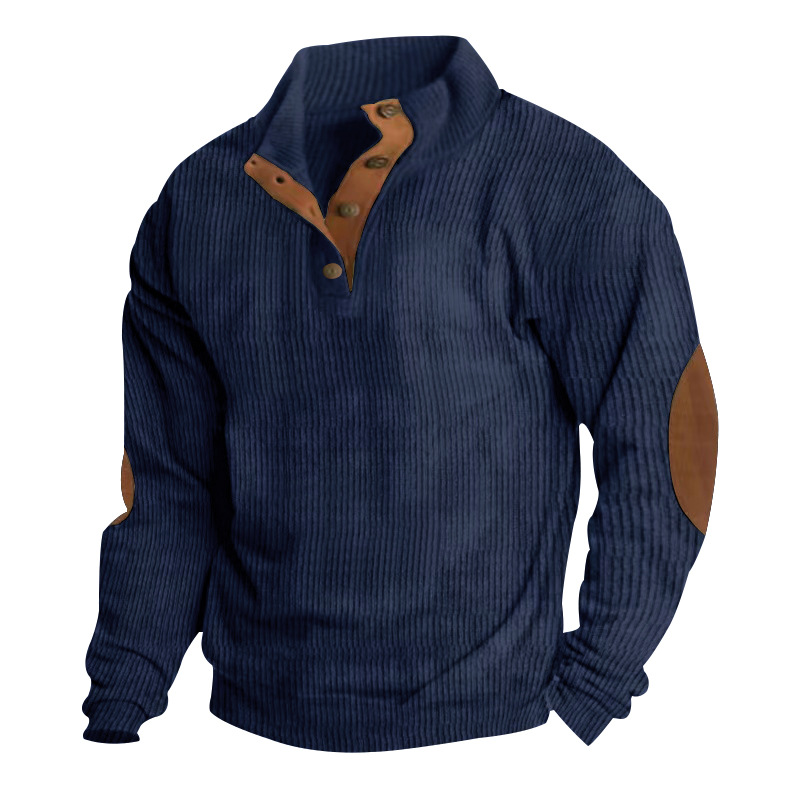Corduroy Knit Pullover Sweatshirt for Men - Long Sleeve Outdoor Casual NDF-00039