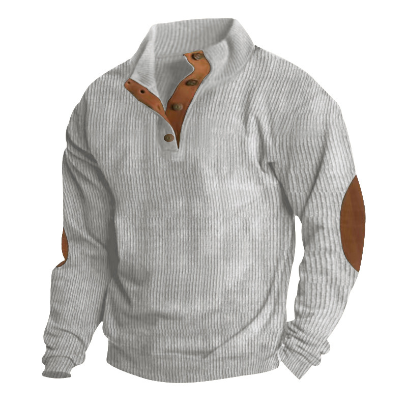 Corduroy Knit Pullover Sweatshirt for Men - Long Sleeve Outdoor Casual NDF-00039