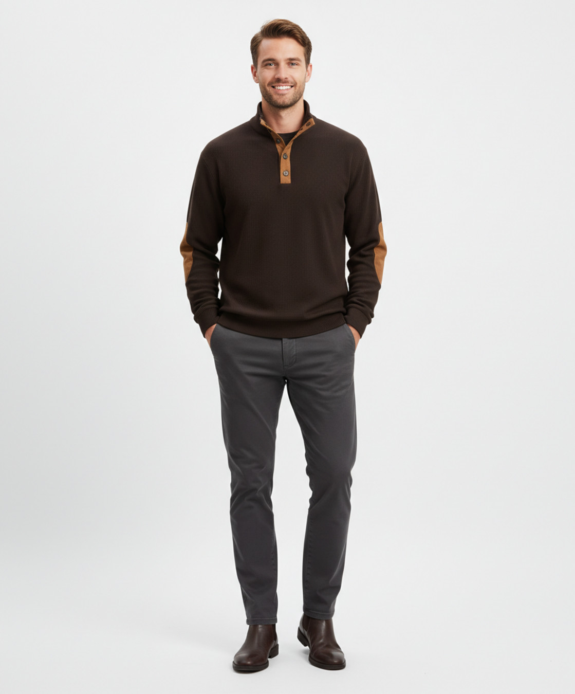 Corduroy Knit Pullover Sweatshirt for Men - Long Sleeve Outdoor Casual NDF-00039