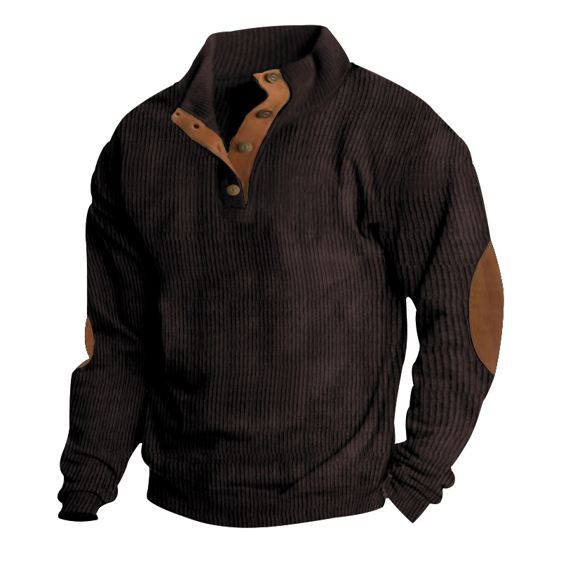 Corduroy Knit Pullover Sweatshirt for Men - Long Sleeve Outdoor Casual NDF-00039