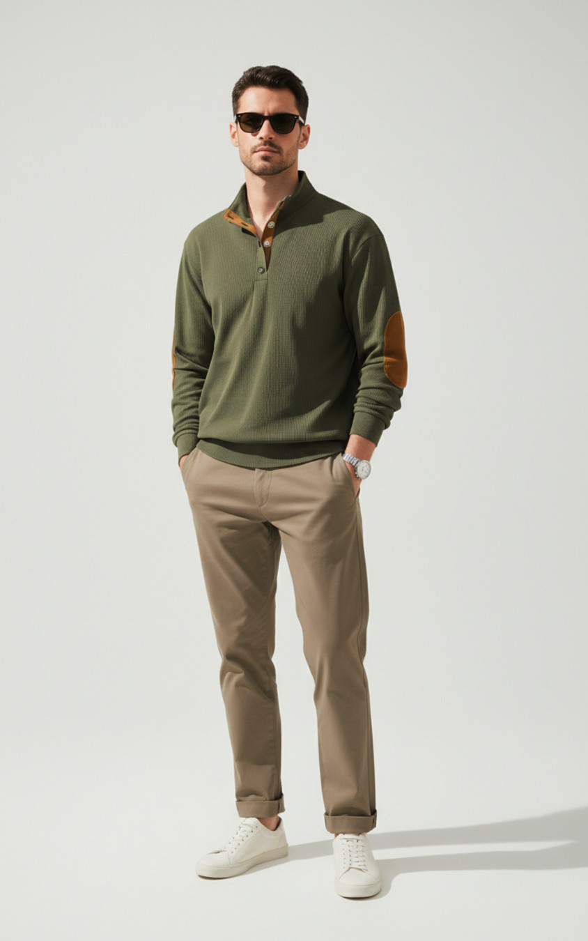 Corduroy Knit Pullover Sweatshirt for Men - Long Sleeve Outdoor Casual NDF-00039