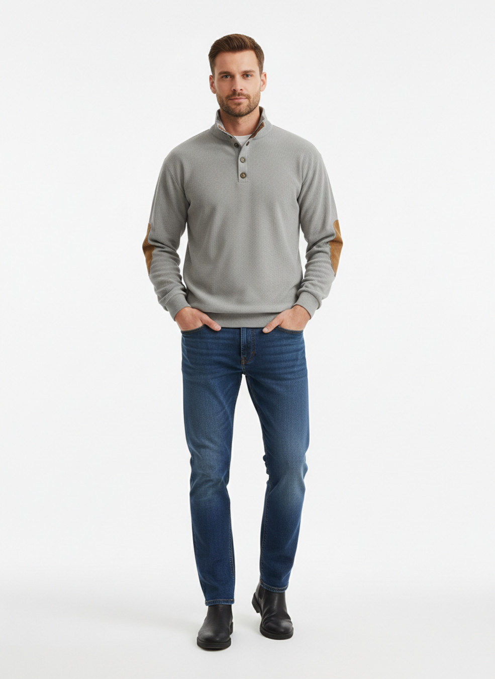 Corduroy Knit Pullover Sweatshirt for Men - Long Sleeve Outdoor Casual NDF-00039