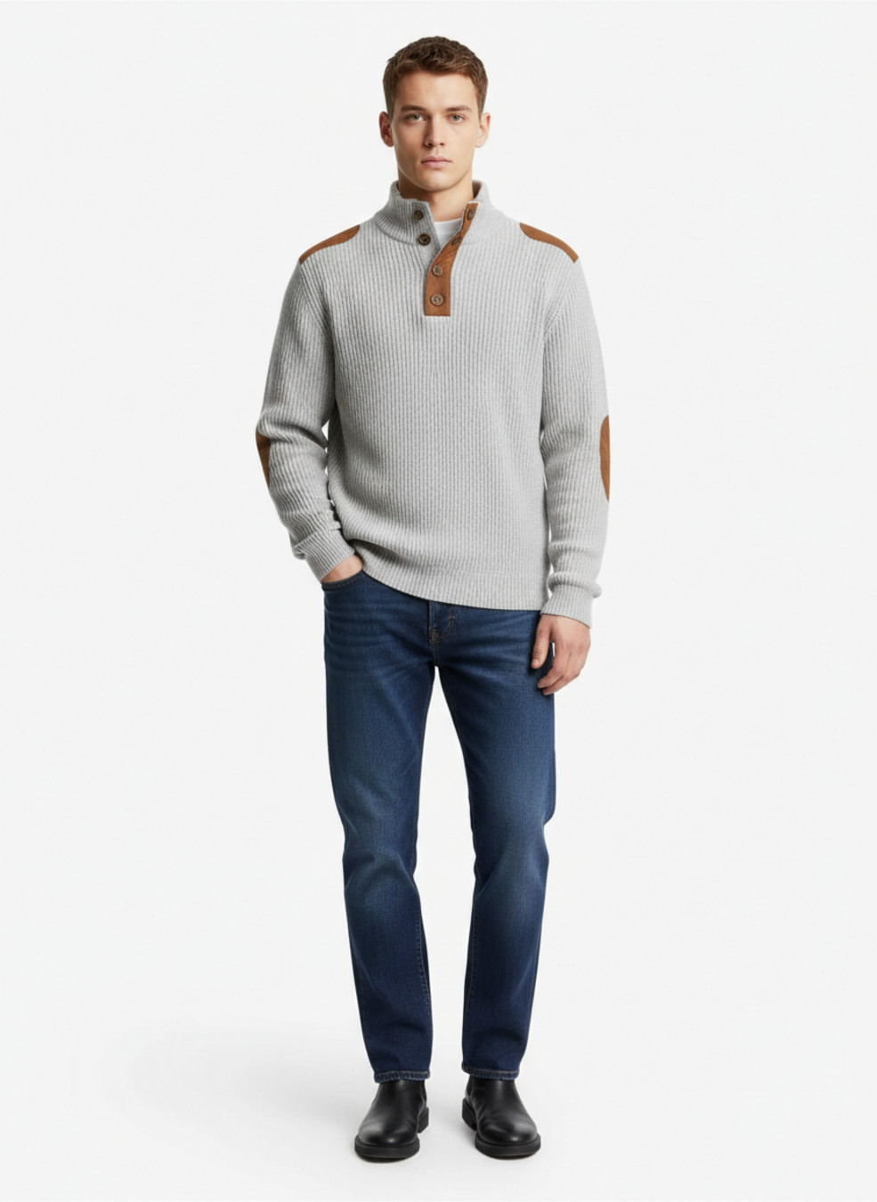 Corduroy Knit Pullover Sweatshirt for Men - Long Sleeve Outdoor Casual NDF-00039