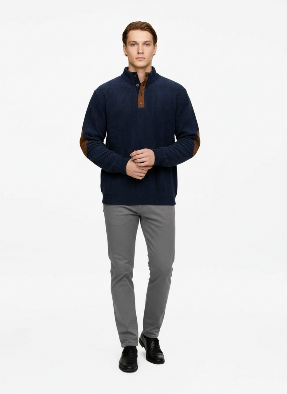 Corduroy Knit Pullover Sweatshirt for Men - Long Sleeve Outdoor Casual NDF-00039