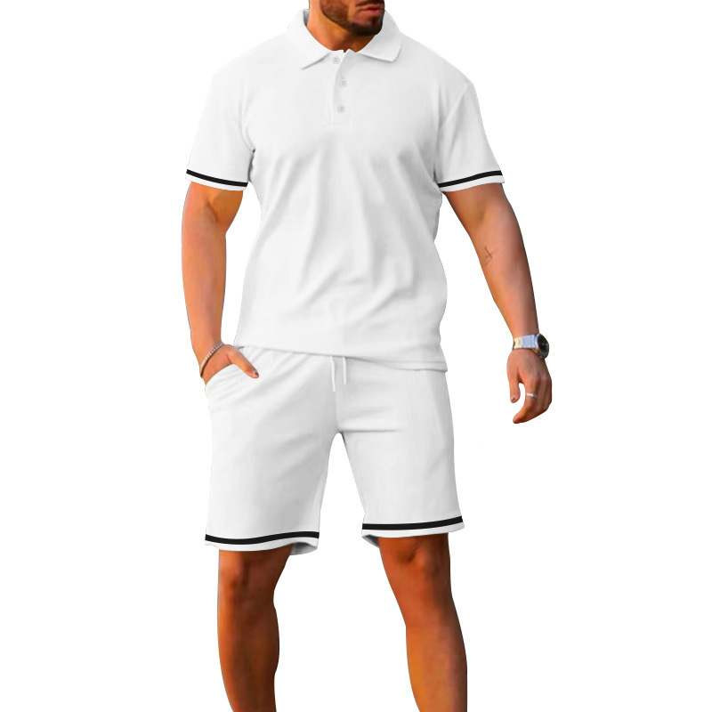 Cotton Men's Summer Casual Outfit Lapel Short Sleeve Shorts Set NDF-00069