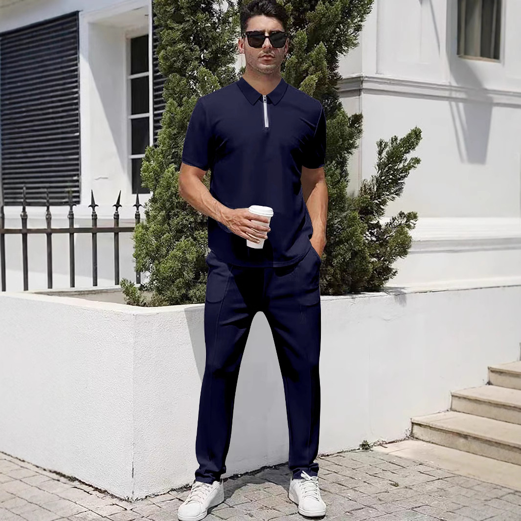 Polyester Men's Tracksuit Summer Zipper Lightweight Athletic Set NDF-00070