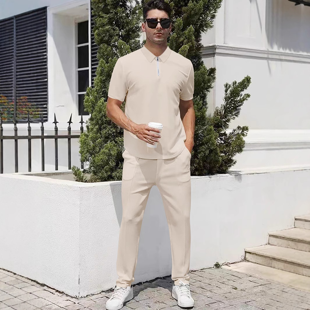 Polyester Men's Tracksuit Summer Zipper Lightweight Athletic Set NDF-00070
