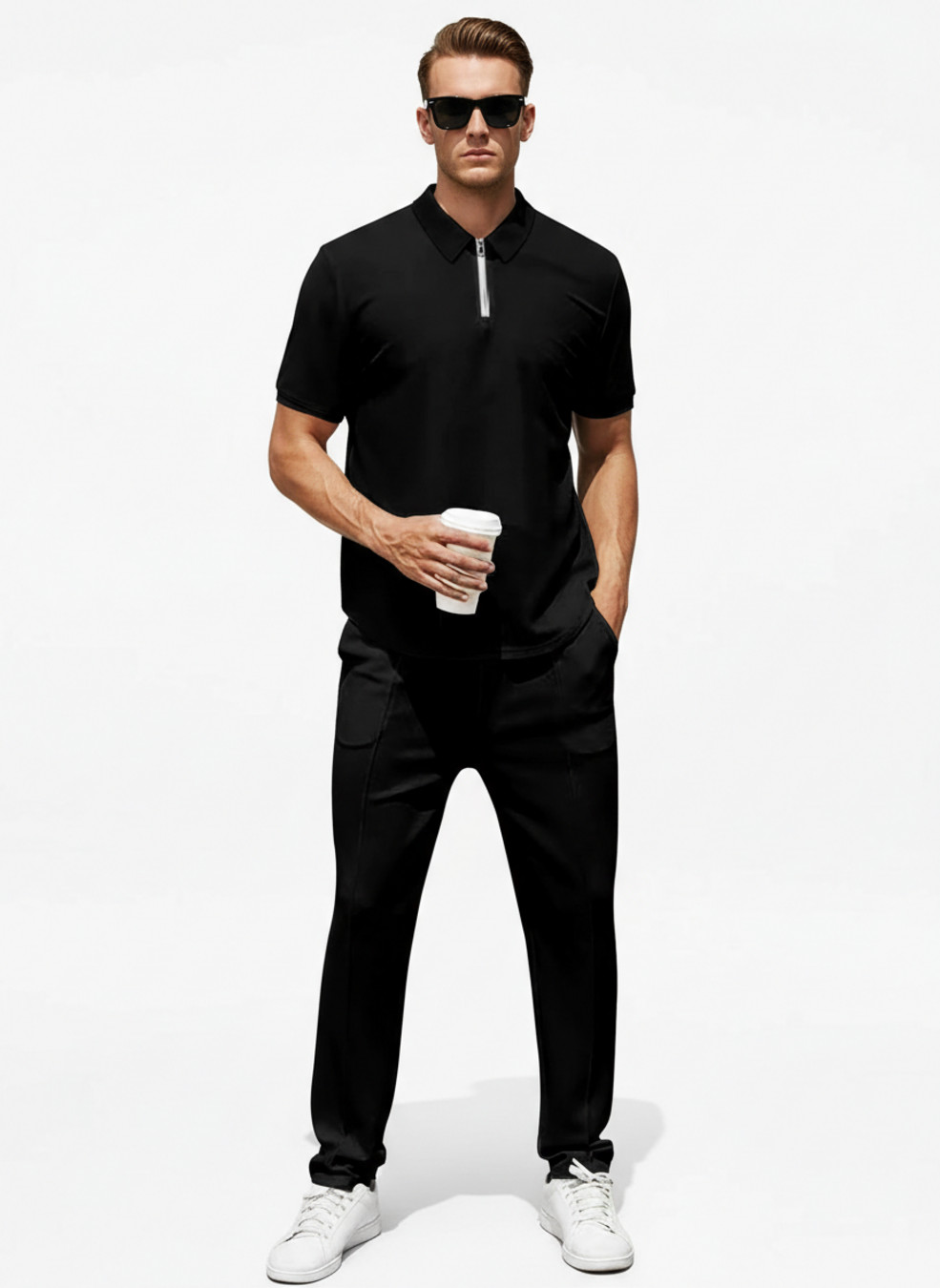 Polyester Men's Tracksuit Summer Zipper Lightweight Athletic Set NDF-00070