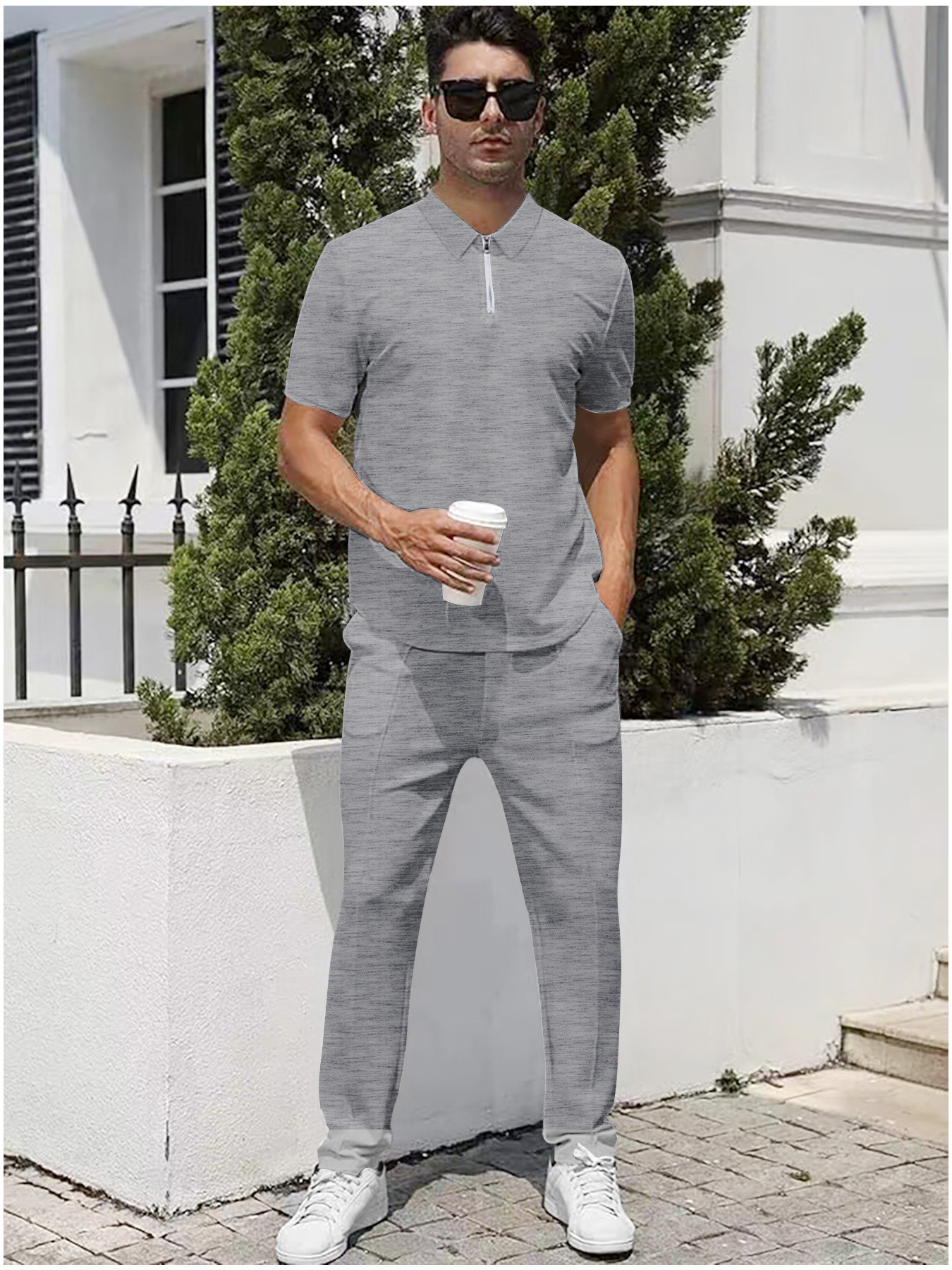 Polyester Men's Tracksuit Summer Zipper Lightweight Athletic Set NDF-00070