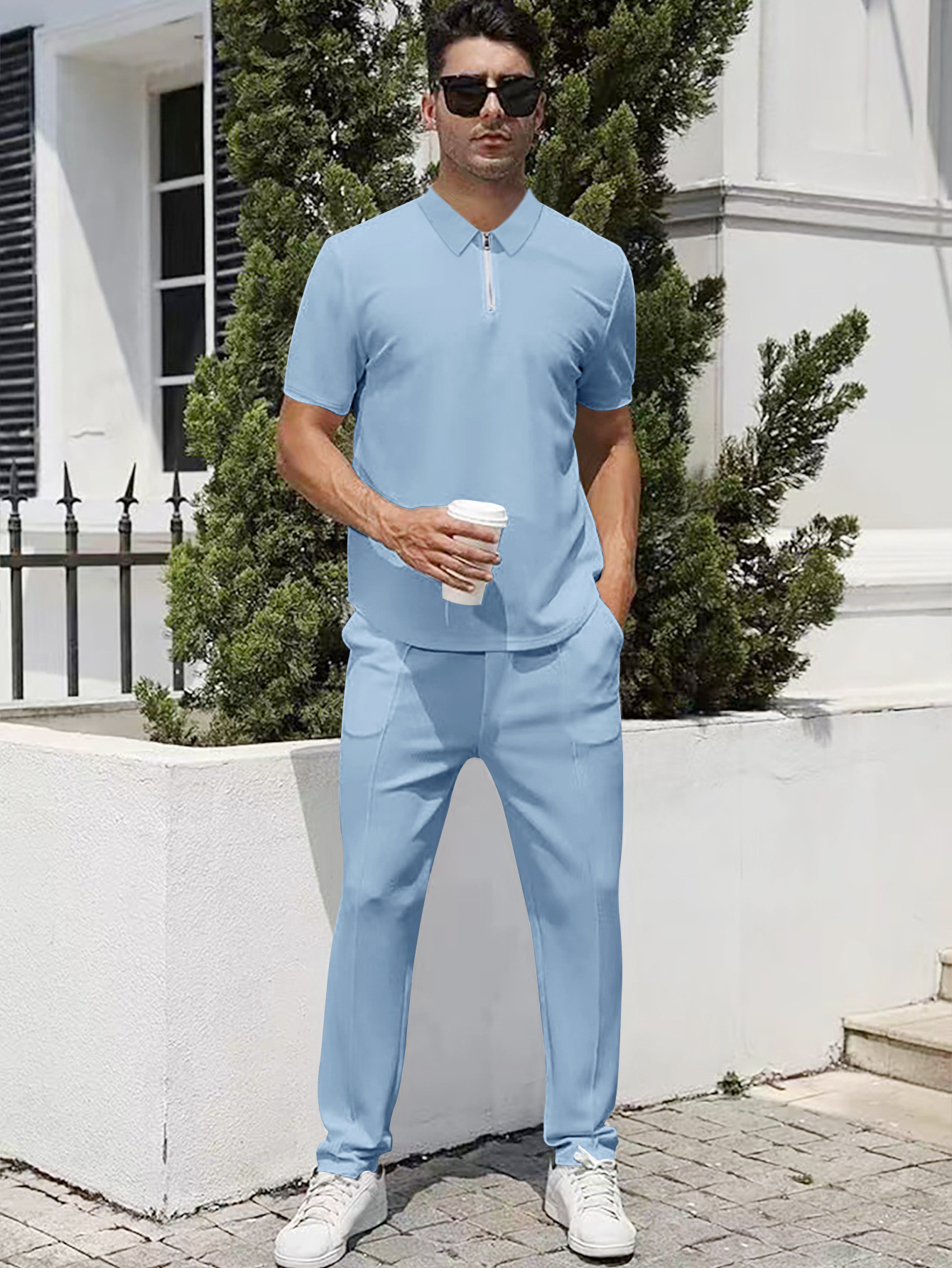 Polyester Men's Tracksuit Summer Zipper Lightweight Athletic Set NDF-00070