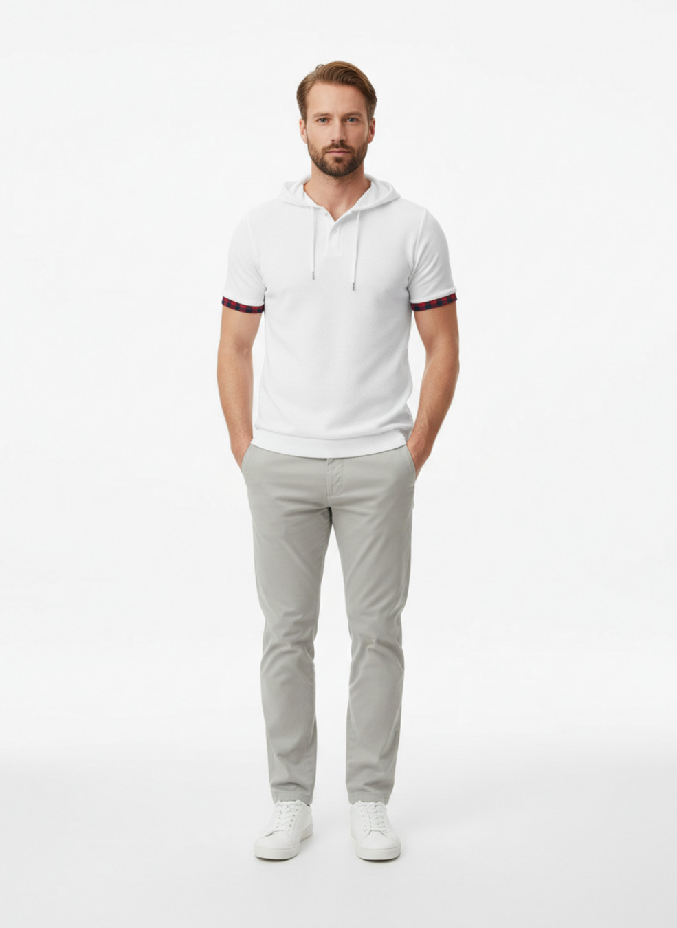 Waffle Knit Men's Hoodie Shorts Set - Summer Casual Activewear NDF-00071