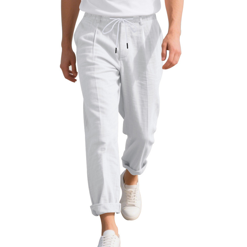 Linen Men's Relaxed Fit Straight Leg Pants Breathable NDF-00034