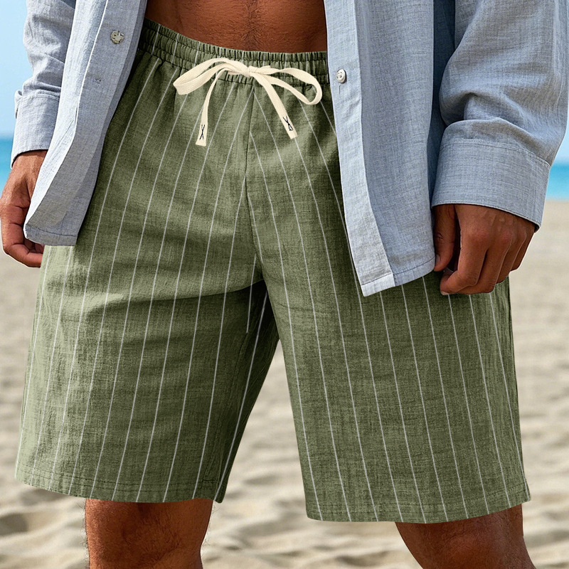 Linen Casual Shorts Men's Drawstring Summer Beach Lightweight NDF-00009