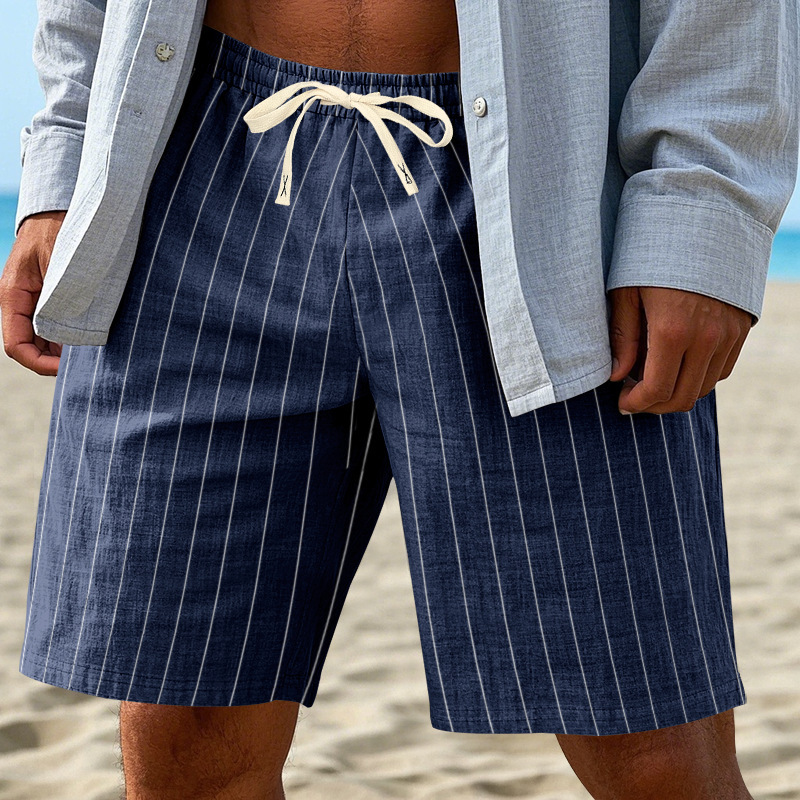 Linen Casual Shorts Men's Drawstring Summer Beach Lightweight NDF-00009