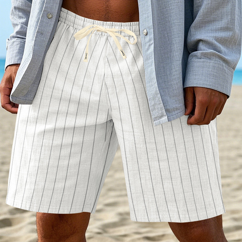 Linen Casual Shorts Men's Drawstring Summer Beach Lightweight NDF-00009