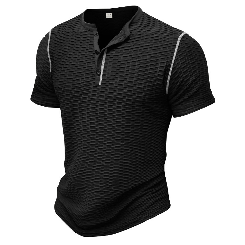Summer Men's Athletic Slim Fit Breathable T-Shirt Muscle Henley Top NDF-00025