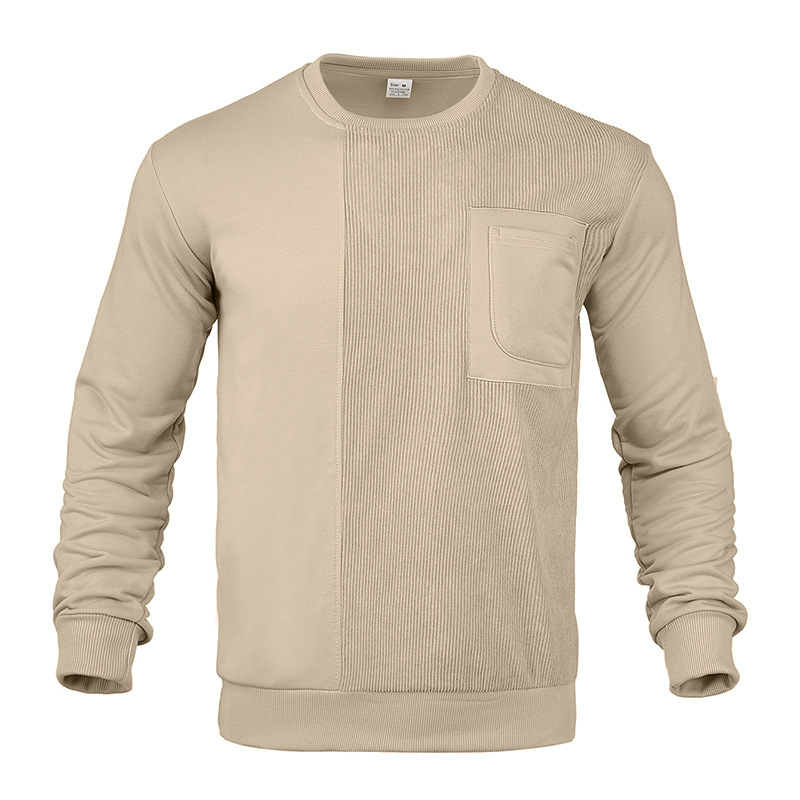 Corduroy Patchwork Crewneck Sweatshirt NDF-00043
