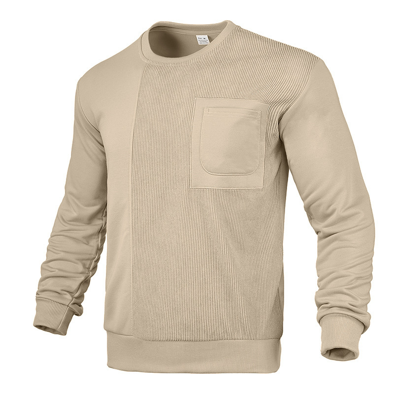 Corduroy Patchwork Crewneck Sweatshirt NDF-00043