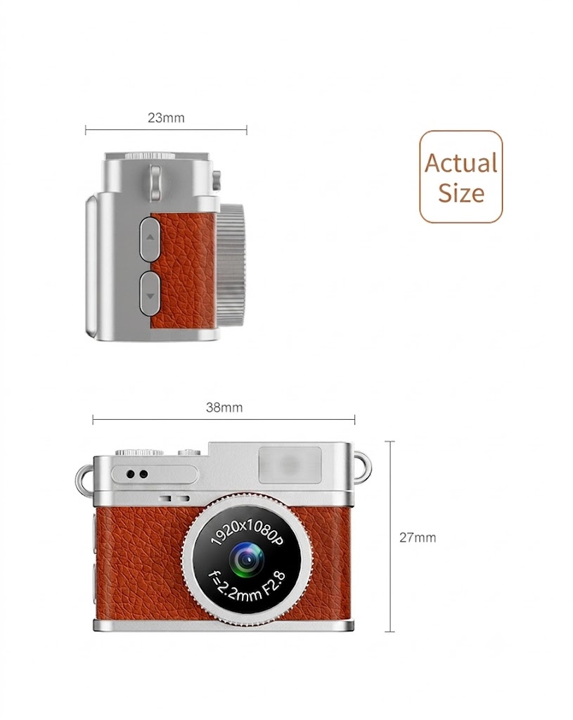 Mini Retro Digital Camera Keychain 1080P HD Video Recorder, Ultra-Compact Vintage Design