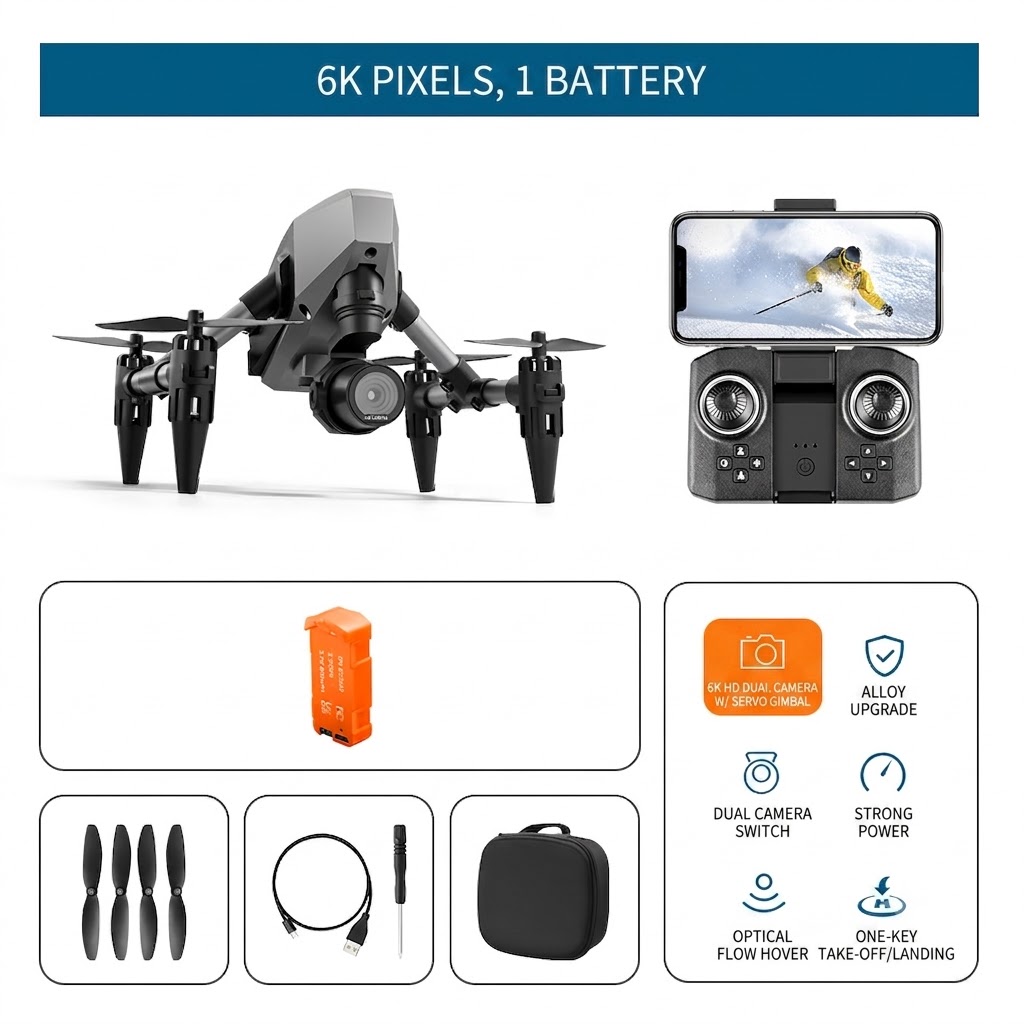 XD1 PRO Drone with 4K/6K/8K High-Resolution Camera, Advanced Optical Flow Positioning, Durable Alloy Body RC Quadcopter