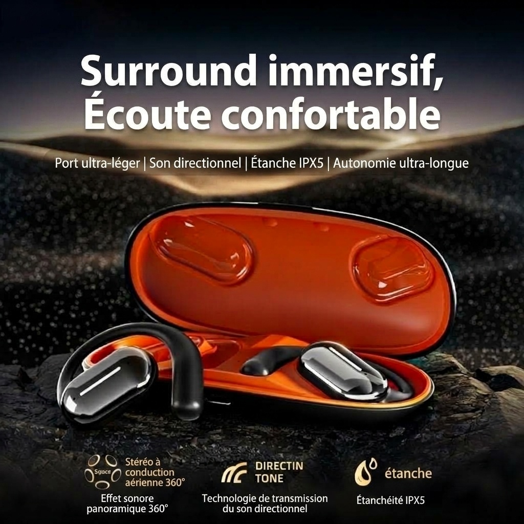 Wireless Open-Ear Bluetooth Earbuds with Charging Case