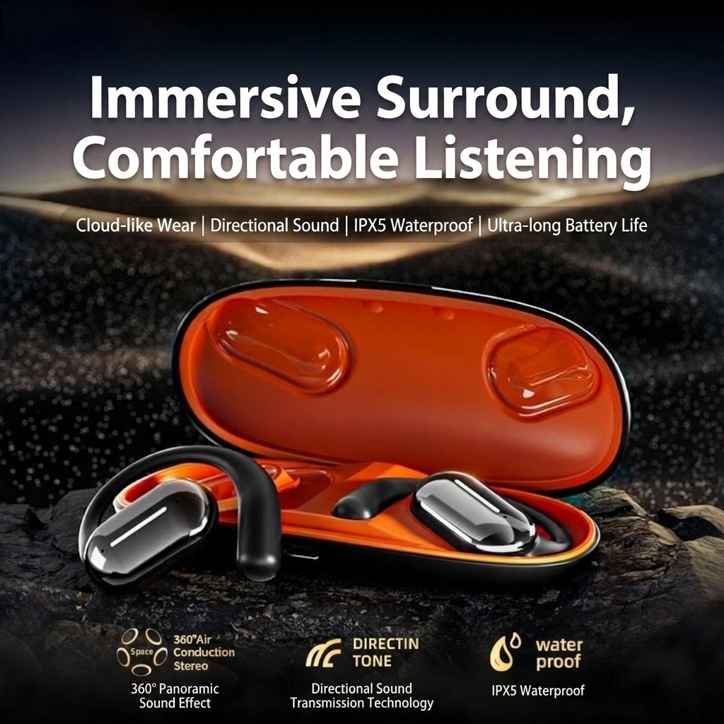 Wireless Open-Ear Bluetooth Earbuds with Charging Case