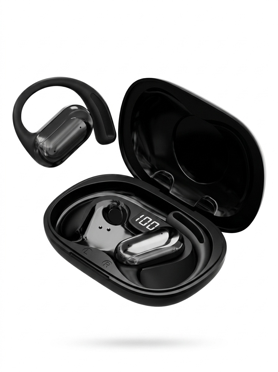 Wireless Open-Ear Earbuds with LED Digital Battery Case