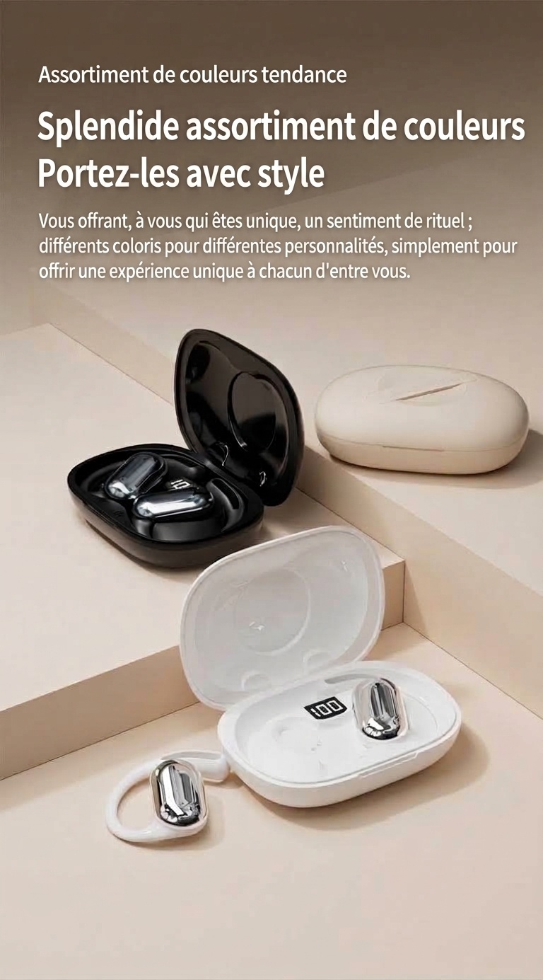 Wireless Open-Ear Earbuds with LED Digital Battery Case