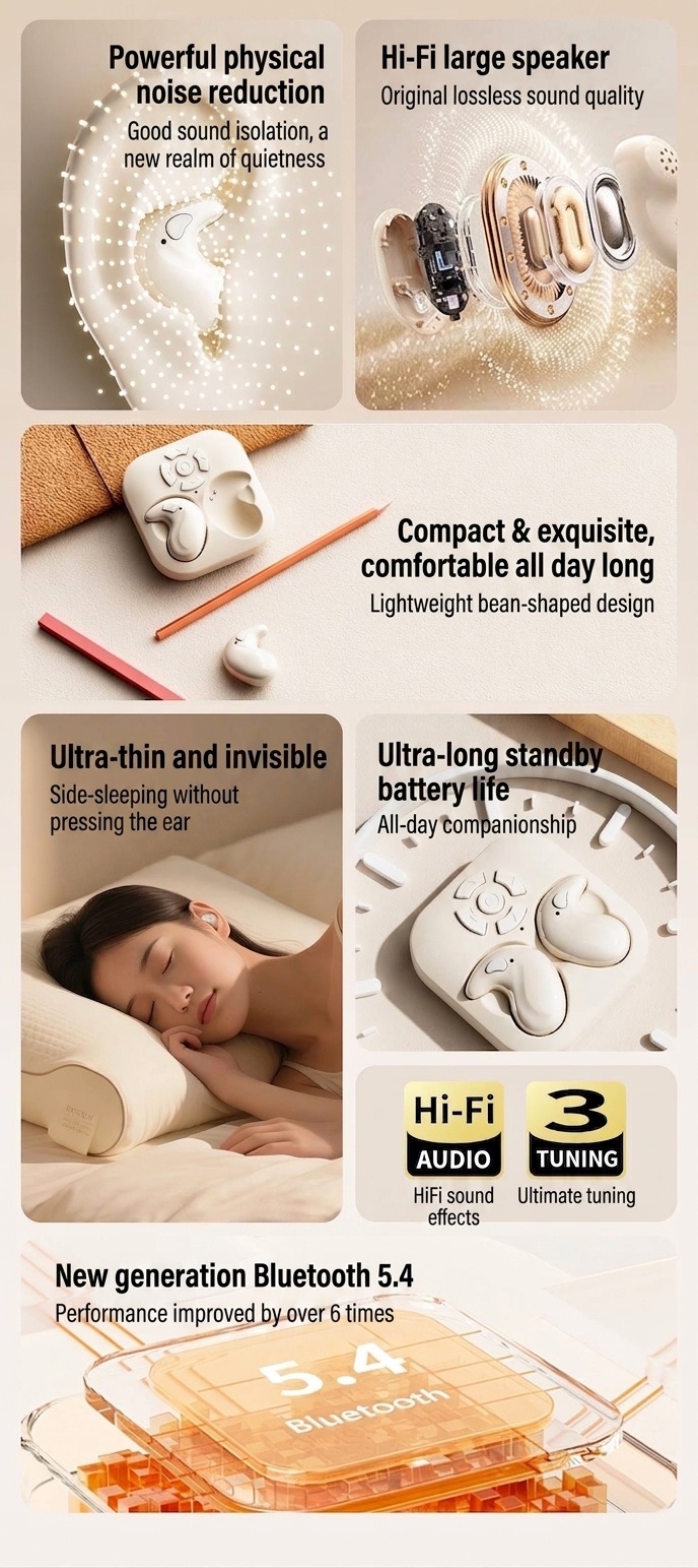 Wireless Sleep Earbuds with Remote Controller Case