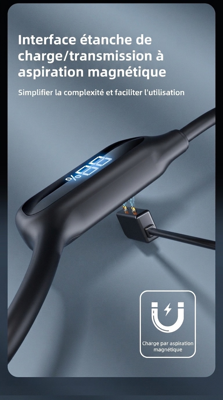 Écouteurs à conduction osseuse étanches avec lecteur MP3 32 Go et Bluetooth 5.3