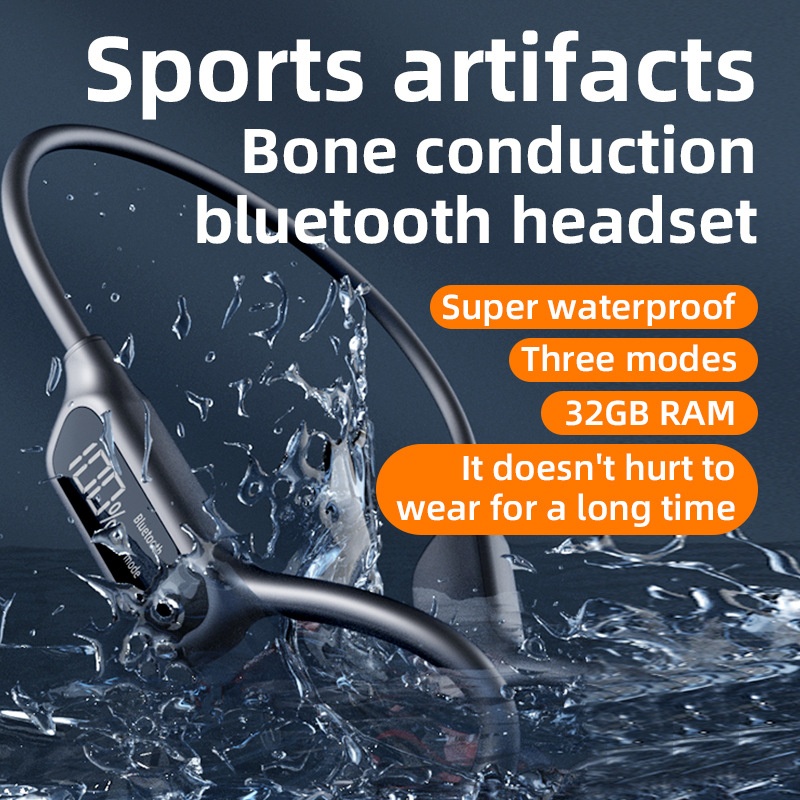Waterproof Bone Conduction Headphones with 32GB MP3 & BT 5.3